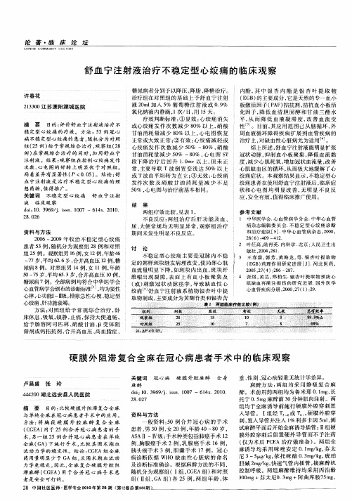 硬膜外阻滞复合全麻在冠心病患者手术中的临床观察