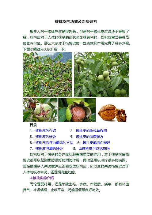核桃皮的功效及治病偏方