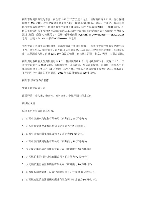 朔州整改后煤矿分布