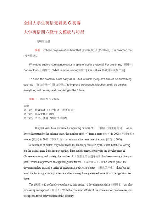 大学英语四六级作文模板与句型