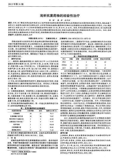 浅析抗菌药物的经验性治疗