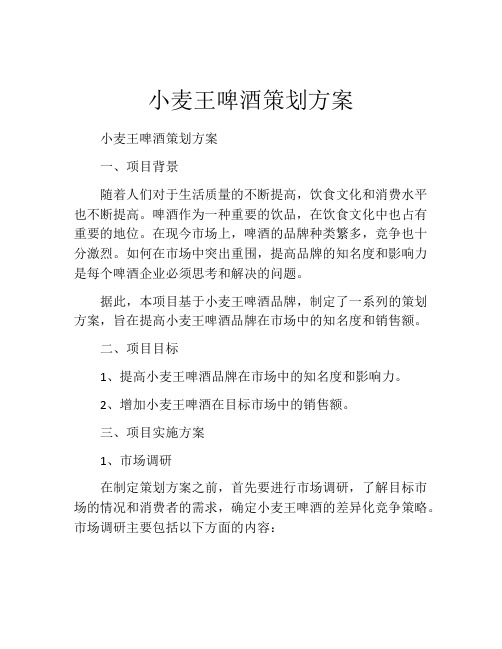小麦王啤酒策划方案