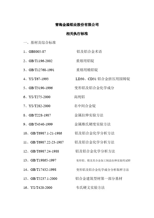 相关执行标准