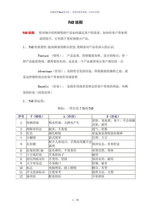 FABE销售法则及应用案例
