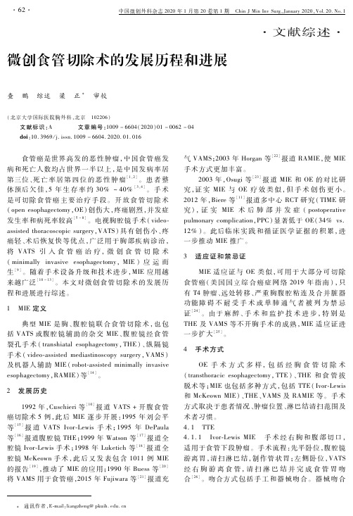 微创食管切除术的发展历程和进展