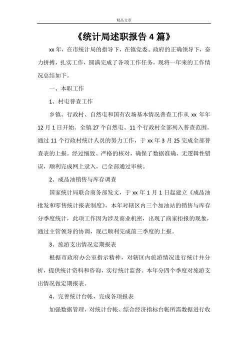 《统计局述职报告4篇》