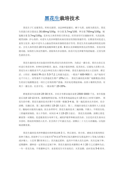 黑花生栽培技术