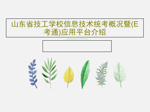 山东省技工学校信息技术统考概况暨(E考通)应用平台介绍共55页文档