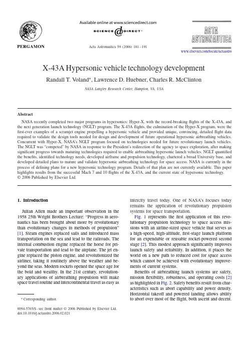 X-43A Hypersonic vehicle technology development