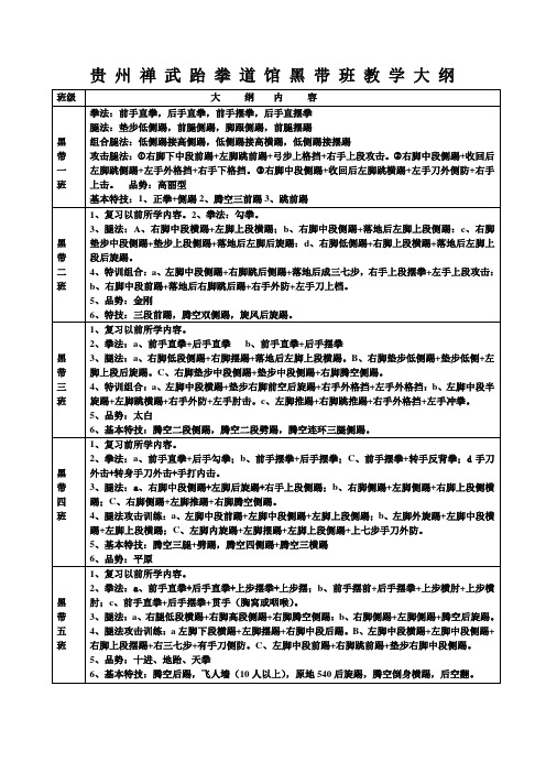 贵州禅武跆拳道馆黑带班教学大纲2修改