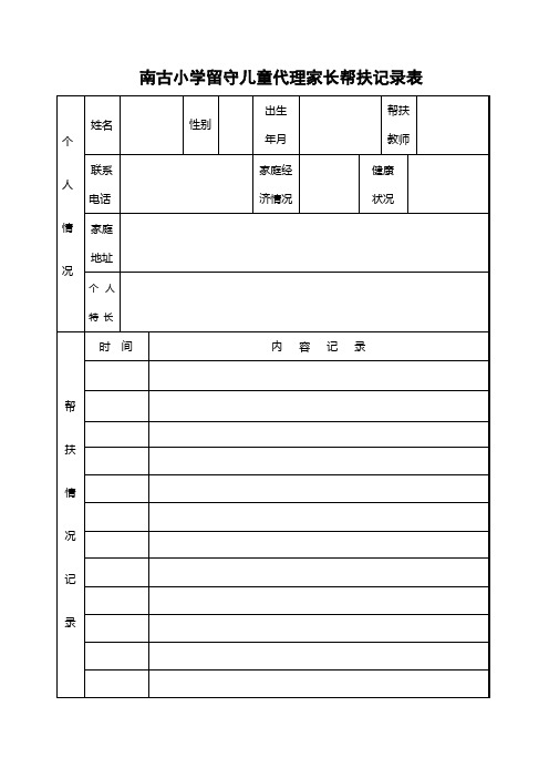 南古小学留守儿童代理家长帮扶记录表