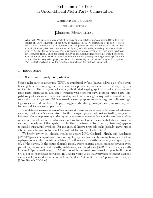 Robustness for free in unconditional multi-party computation