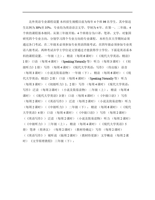 北外英语专业课程设置(精)