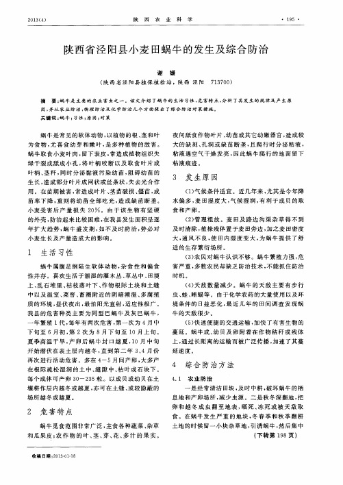 陕西省泾阳县小麦田蜗牛的发生及综合防治