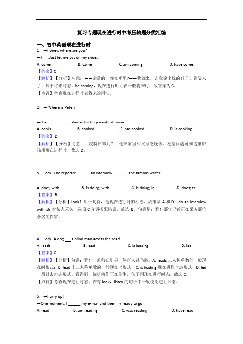 复习专题现在进行时中考压轴题分类汇编