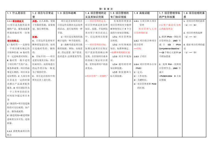 高级项目管理师复习状元笔记复习资料串讲学习