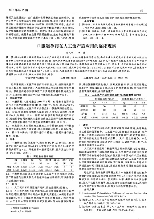 口服避孕药在人工流产后应用的临床观察