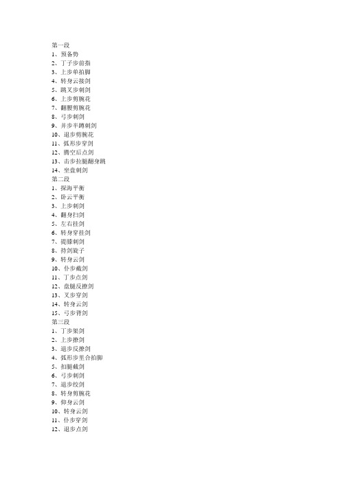 第二套国际武术竞赛套路剑术名称