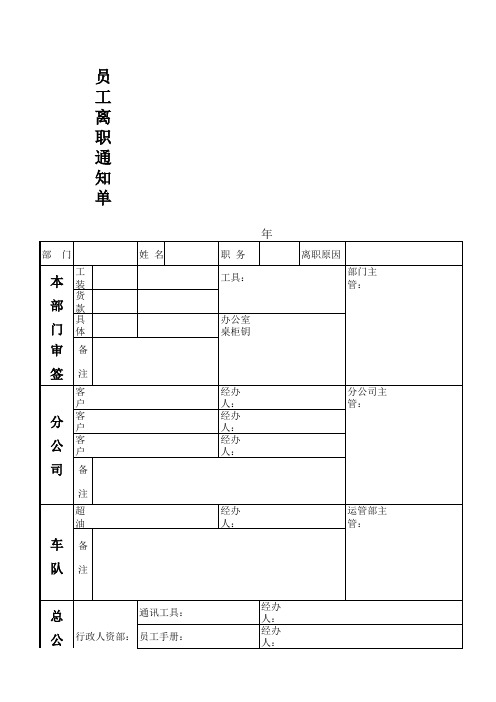 员工离职通知单