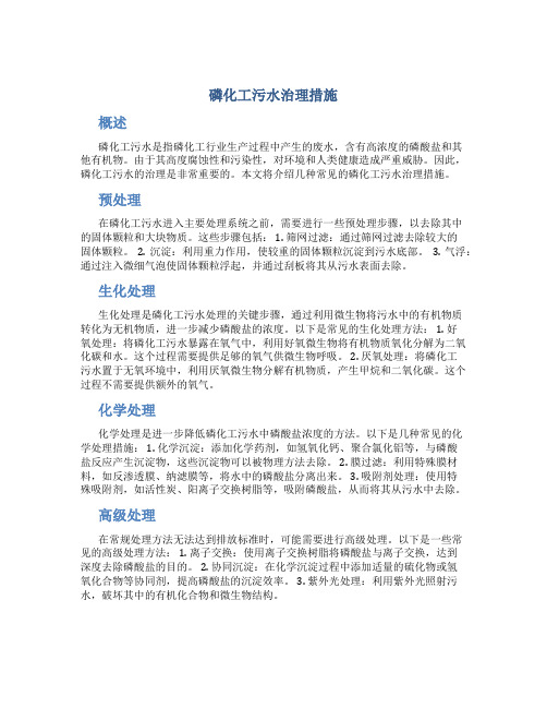 磷化工污水治理措施