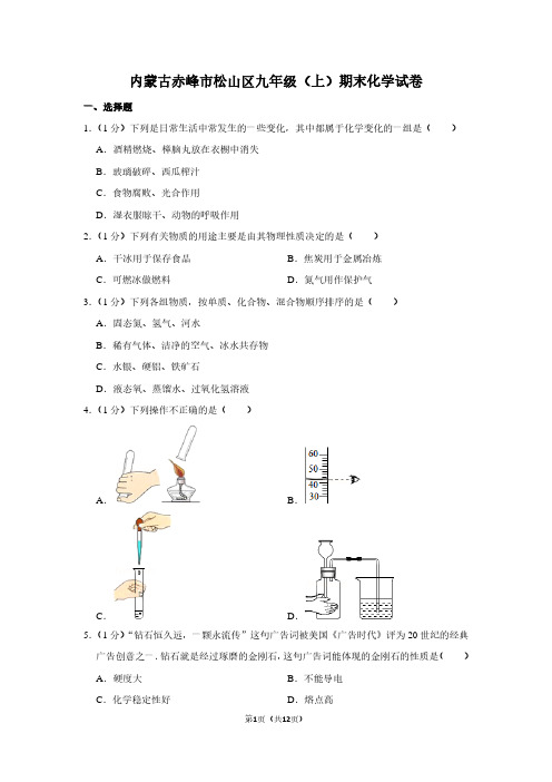 内蒙古赤峰市松山区九年级(上)期末化学试卷