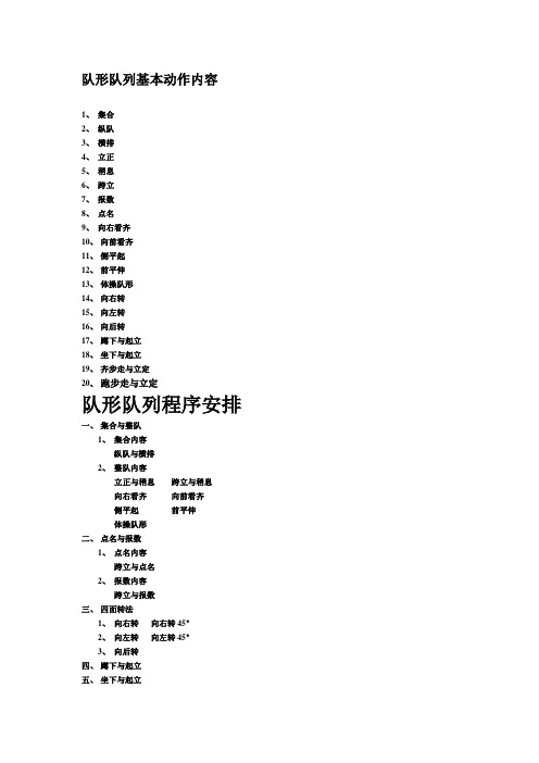队形队列基本动作内容