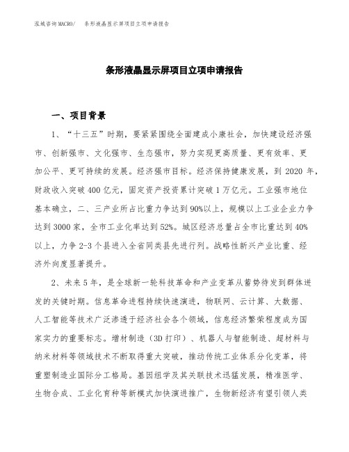 条形液晶显示屏项目立项申请报告模板