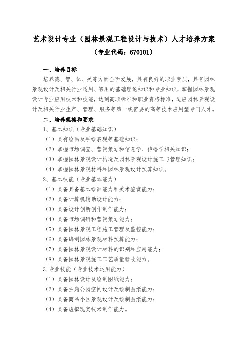 艺术设计(园林景观工程设计与技术方向)人才培养方案
