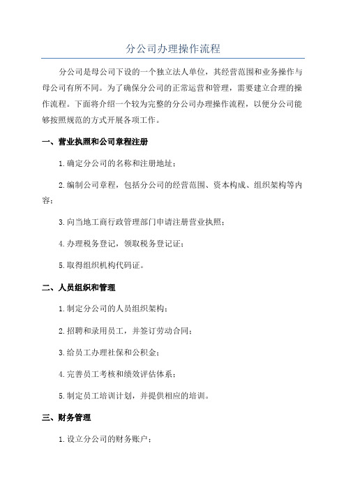 分公司办理操作流程