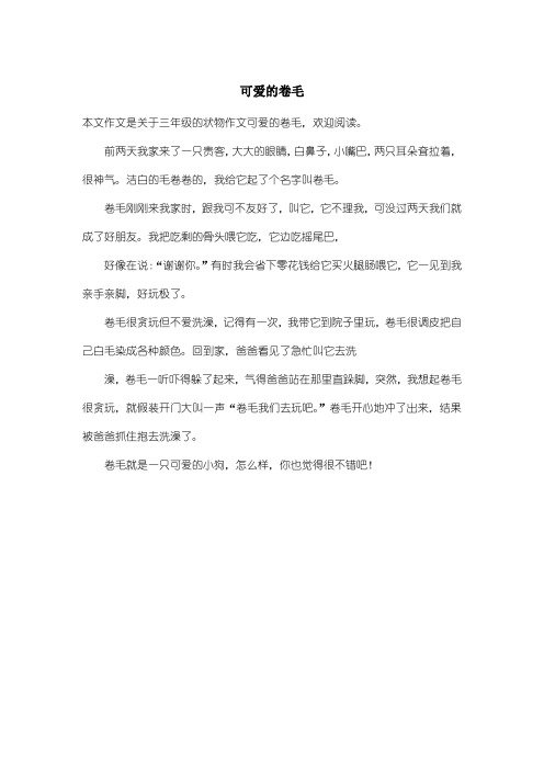 小学三年级状物作文：可爱的卷毛