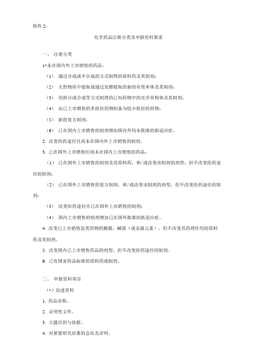 化学药品注册分类及申报资料要求