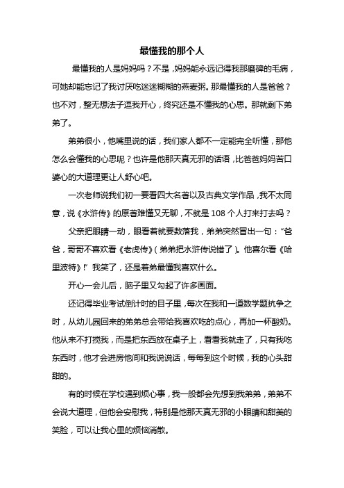 初三作文：最懂我的那个人作文600字