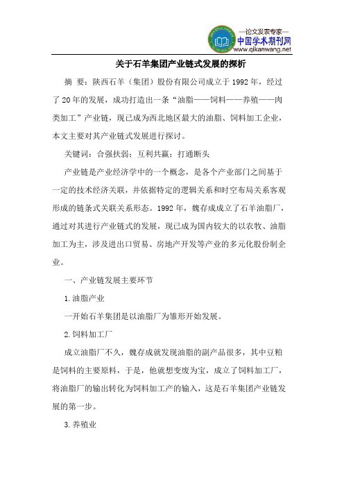 关于石羊集团产业链式发展的探析