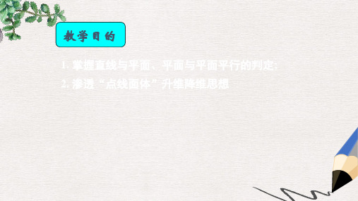 高中数学人教A版必修二2.2.1《直线与平面平行的判定 平面与平面平行的判定》ppt课件