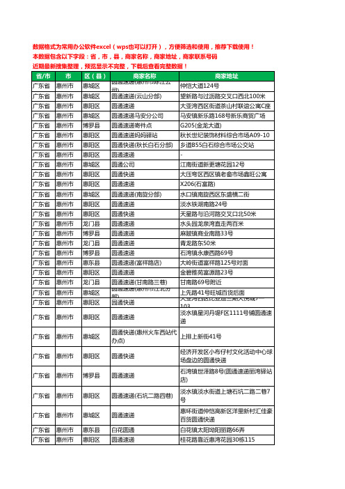 2020新版广东省惠州市圆通快递工商企业公司商家名录名单联系电话号码地址大全122家