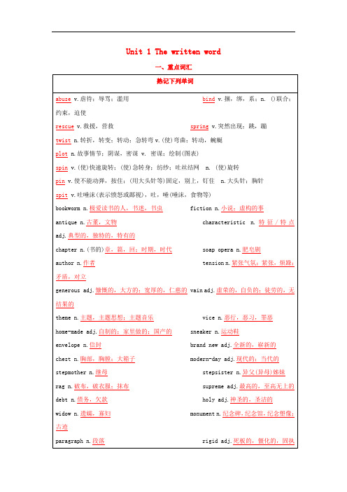 高考英语一轮复习 模块8.1 The written word(讲)(含解