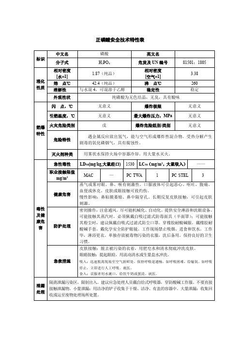 正磷酸安全技术特性表