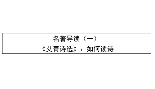毕节专版九年级语文上册第1单元名著导读一艾青诗选如何读诗习题课件新人教版