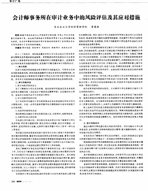 会计师事务所在审计业务中的风险评估及其应对措施
