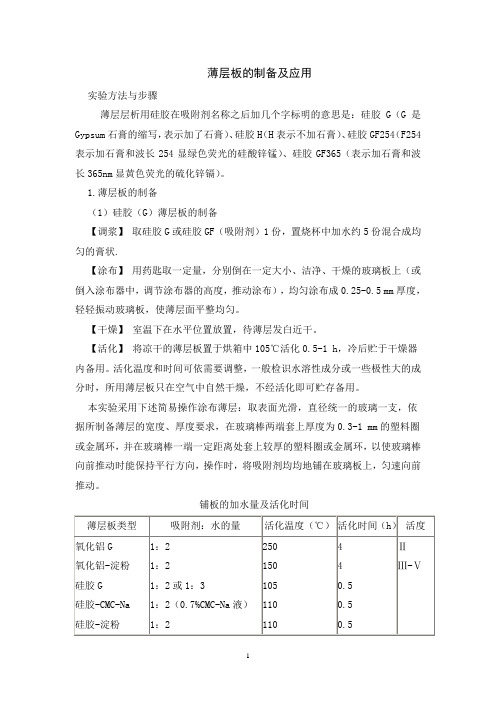 薄层板G的制备