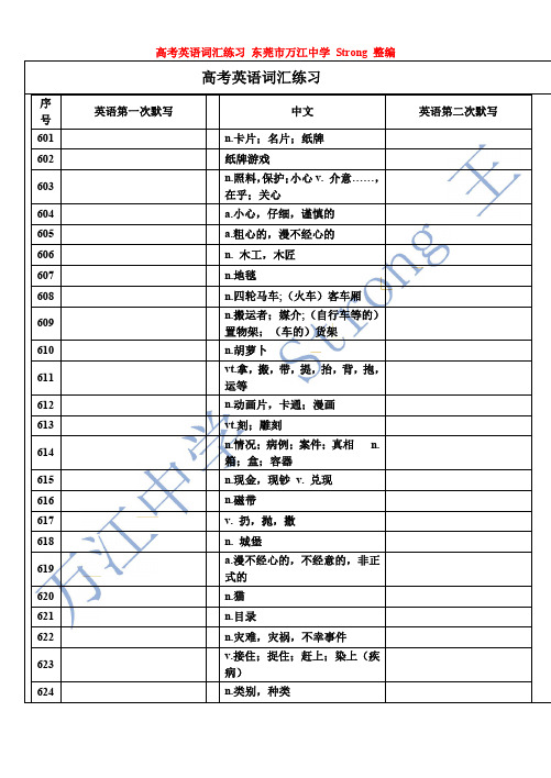 高考英语词汇练习 601-900 中-英