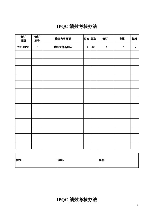 IPQC绩效考核办法