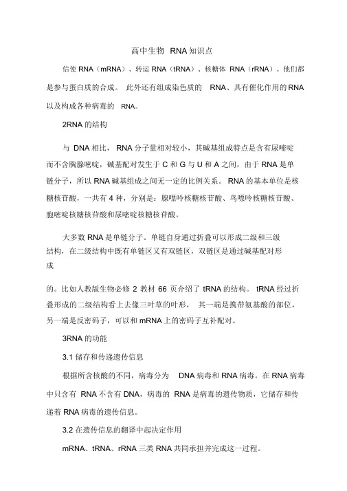 高中生物RNA知识点