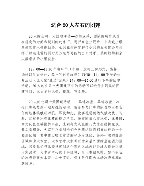 适合20人左右的团建