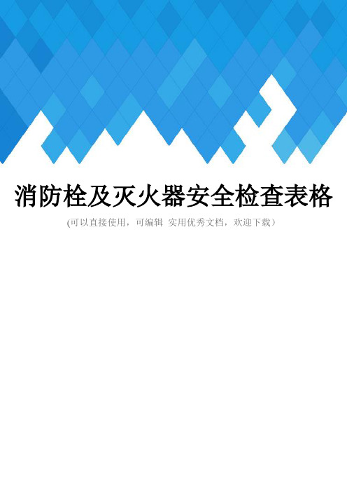 消防栓及灭火器安全检查表格完整