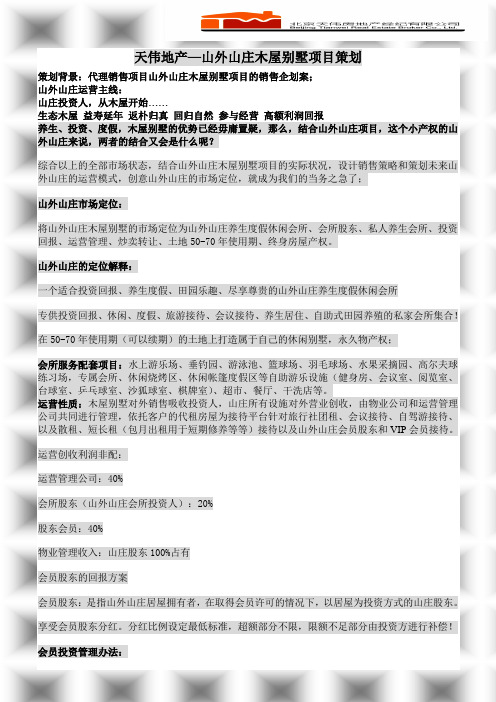 山外山庄木屋别墅项目策划运营计划 精品
