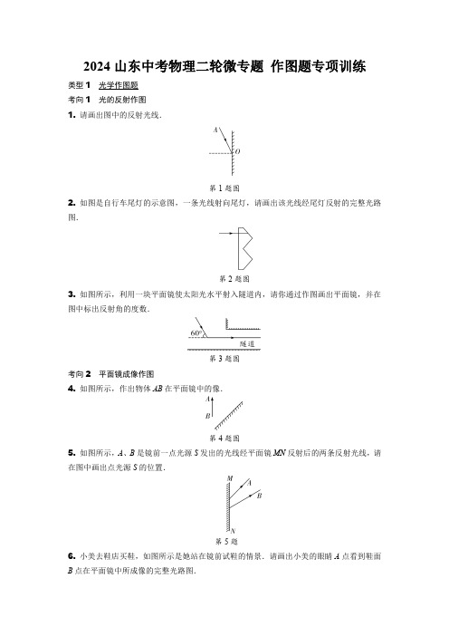 2024山东中考物理二轮微专题 作图题专项训练  (含答案)