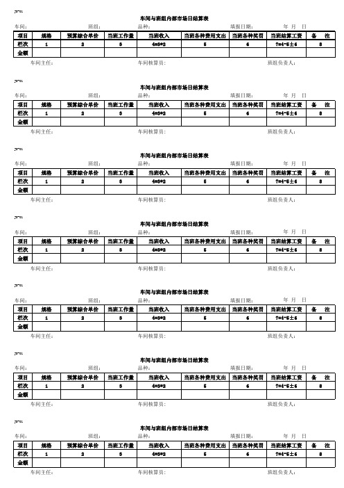 内部市场化车间与班组日结算表