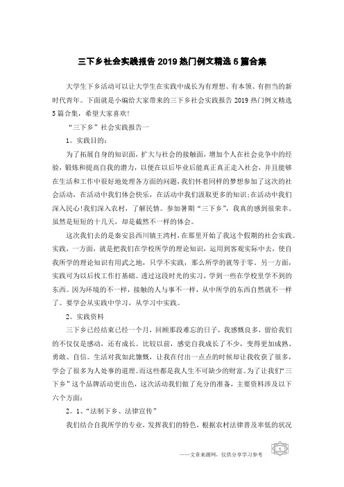 三下乡社会实践报告2019热门例文精选5篇合集