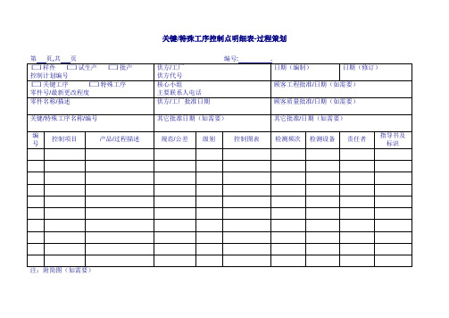 关键、特殊工序控制点明细表模板-过程策划